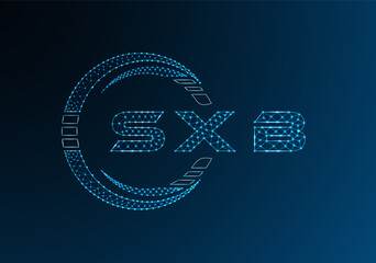 SXB low poly letter logo vector design. SXB lower poly logo design. Low poly logo.