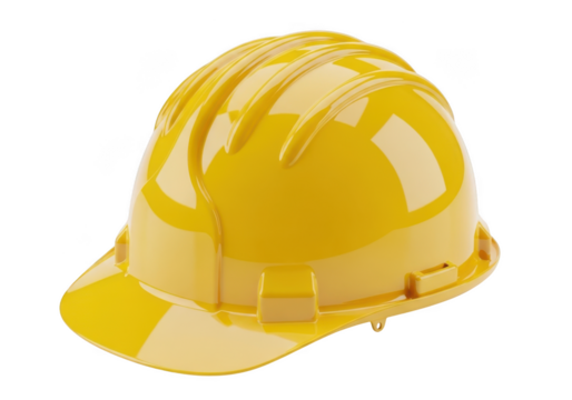 Yellow hard hat construction safety helmet gear head protection equipment industrial workwear engineer builder isolated on transparent background