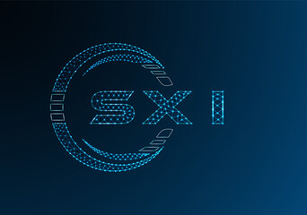 SXI low poly letter logo vector design. SXI lower poly logo design. Low poly logo.