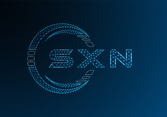 SXN low poly letter logo vector design. SXN lower poly logo design. Low poly logo.