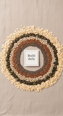 Arrangement of healthy food seeds forming a circular design