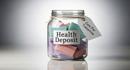 Clear Jar With Colorful Notes Representing Health Deposit Concepts