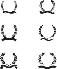 Elegant vector set of gold laurel wreaths and leaf branches for award and trophy decoration © ARIEN BADHON
