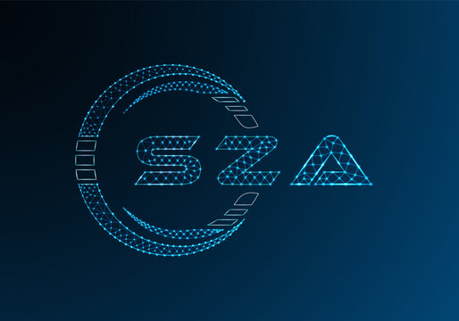 SZA low poly letter logo vector design. SZA lower poly logo design. Low poly logo.