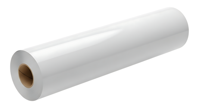 Roll of white paper isolated on transparent background for plotter printing