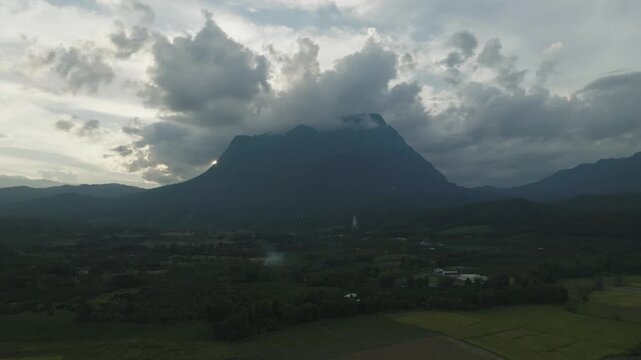 Aerial view of Doi Luang Chiang Dao, third highest mountain in Chiang Mai Taken by a Drone
