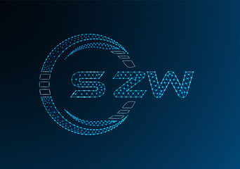 SZW low poly letter logo vector design. SZW lower poly logo design. Low poly logo.