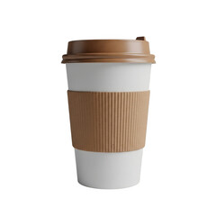 To go coffee cup with cardboard sleeve isolated for refreshment isolated on transparent background