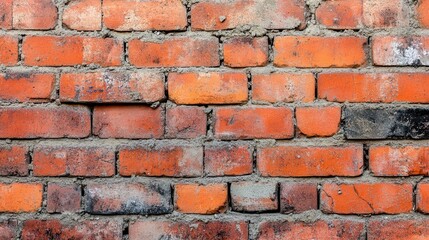 Fototapeta premium A close up of a weathered brick wall with aged textures
