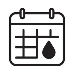 Water Intake Tracker Icon &ndash; Calendar with Drop Symbol for Hydration Log or Fitness Planner