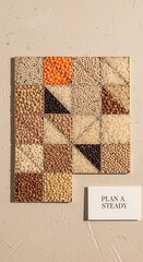 Arrangement of various grains and legumes in a geometric mosaic