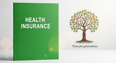 Health Insurance Concept with Green Sign and Tree Logo