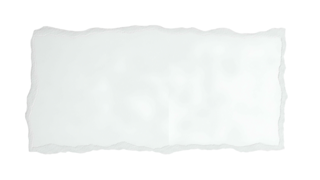 Blank White Torn Paper Banner with Rough Edges on Transparent Background for Creative Design