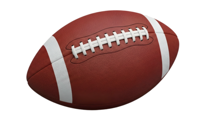 American Football Ball with White Stripes on Transparent Background
