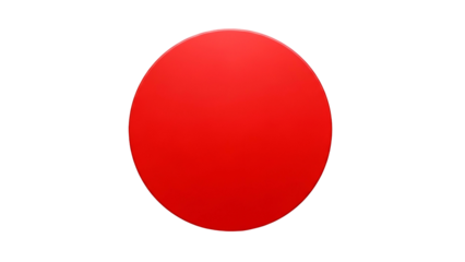 Red Button on Transparent Background with White Border in Closeup