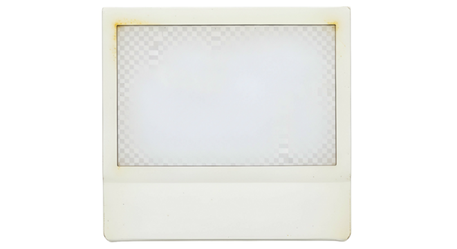 Blank White Polaroid Photo Frame with Vintage Edges on Transparent Background