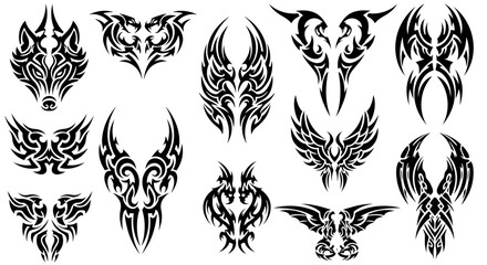 set of black and white flowers