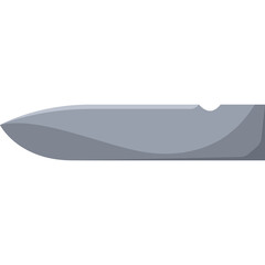 Silhouette of a Sharp Metal Knife Blade with Pointed Tip and Gray Metallic Sheen on a Transparent Background