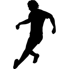 Silhouette of a Soccer Player in Action Black Toned Isolated on Transparent Background Dynamic Pose Capturing Movement and Athleticism