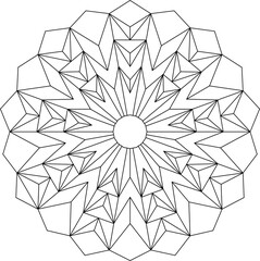 Easy Coloring Page for Adults.
Coloring Page of geometric abstract mandala  in EPS 8. #807
