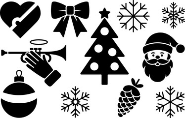 Black and White Christmas Icon Set