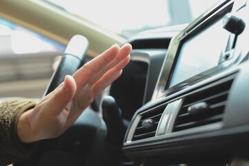 hand control car interior dashboard and steering wheel