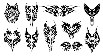 set of black and white flowers