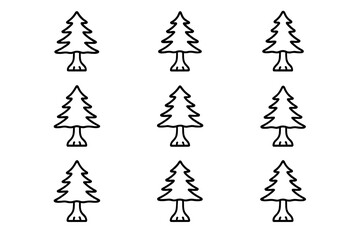 Repeated patterns of simple pine trees arranged in a grid design suitable for crafts or decoration