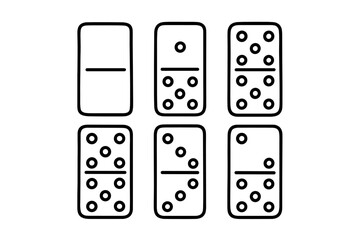 Six classic dominoes arranged in a grid showing various numbers and patterns for game play or decoration
