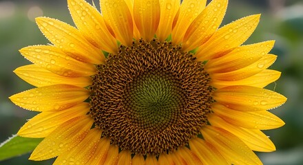 Naklejka premium Vibrant Sunflower in Full Bloom - A Detailed Close-Up.