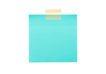 Minimalist blue note paper with tan tape ready for your message transparent background
