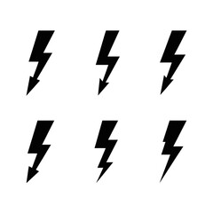 Set of black lightning bolt icons