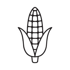 Corn Line Art Vector | Minimal Maize Outline Illustration