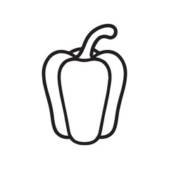 Minimal Bell Pepper Line Art Icon – Vegetable Outline Vector Illustration