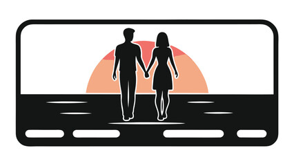 Couple holding hands walking towards a beautiful sunset creating a romantic journey
