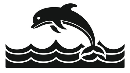 Dynamic dolphin leaps joyfully through stylized ocean waves, symbolizing freedom and marine life.