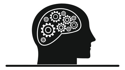 Innovative thinking concept with gears inside human head representing problem solving