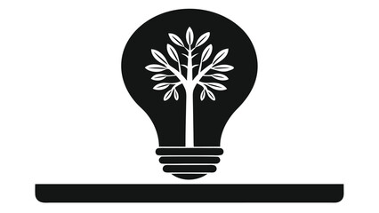 Eco-friendly concept illustration: Tree growing inside light bulb, symbolizing innovation.