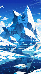 snowy landscape background with snow ice mountains