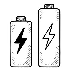 Battery Energy Icon Hand-Drawn Sketch