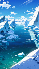 snowy landscape background with snow ice mountains