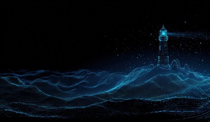 Digital Lighthouse in a Mystical Landscape