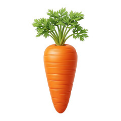 3d vibrant orange carrot with green leafy top isolated