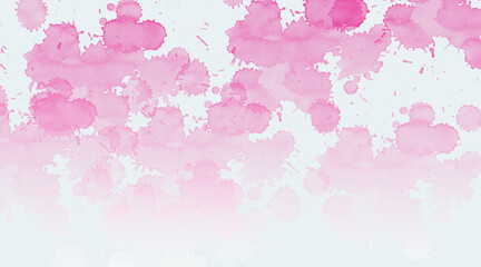 Obraz premium Delicate pink watercolor splashes and splatters, vibrant abstract organic paint marks on a soft gradient background.