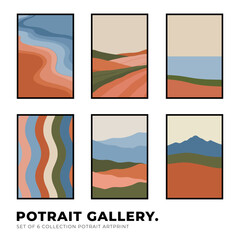 Naklejka premium Abstract Wavy Landscape Modern Art Poster Collection