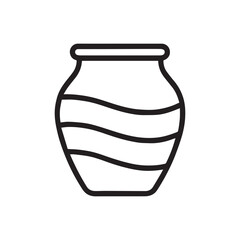 Decorative Wavy Pattern Pot Outline Vector Illustration