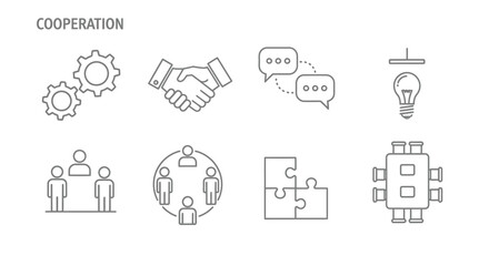 Icons representing team collaboration, innovation, and successful partnerships fostering growth
