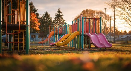 Colorful playground at sunset (1)