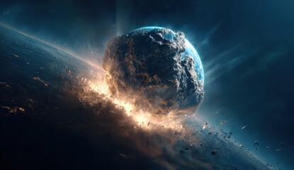 Asteroid impact on a planet
