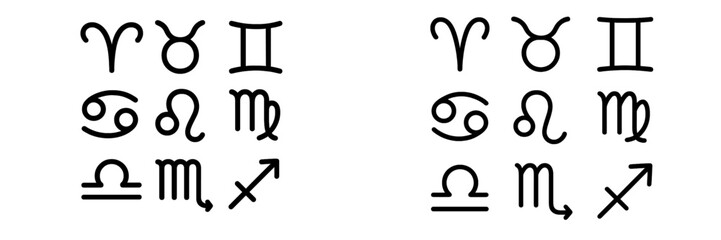 Symbols of the zodiac displayed in a simple arrangement showcasing twelve astrological signs